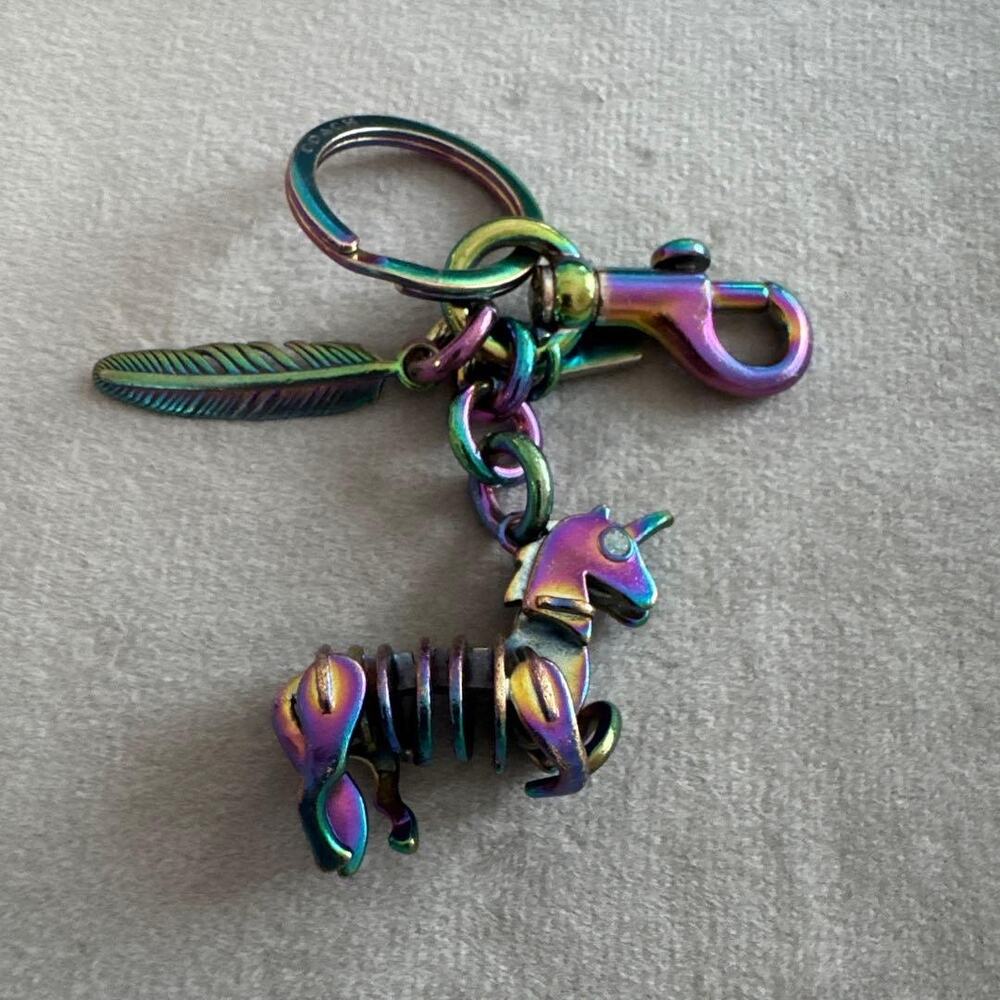 RARE Rainbow Unicorn Skeleton Keychain Bag Charm